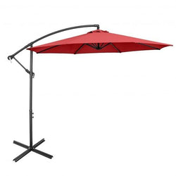 StarWood Rack Home & Garden 10FT Offset Umbrella with 8 Ribs Cantilever and Cross Base Tilt Adjustment-Red